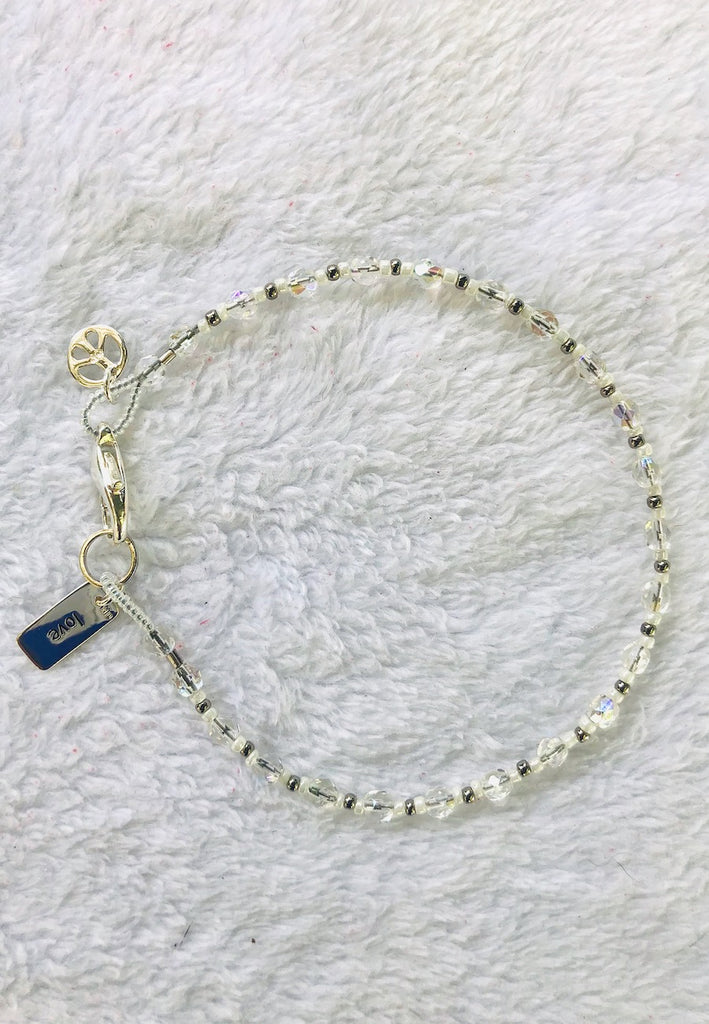 Ankle Bracelet with Peace and Love Charms-SugarJewlz Handmade Jewelry