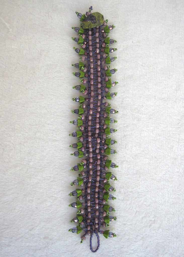 Hand Stitched Flower Cap Bracelet-SugarJewlz Handmade Jewelry