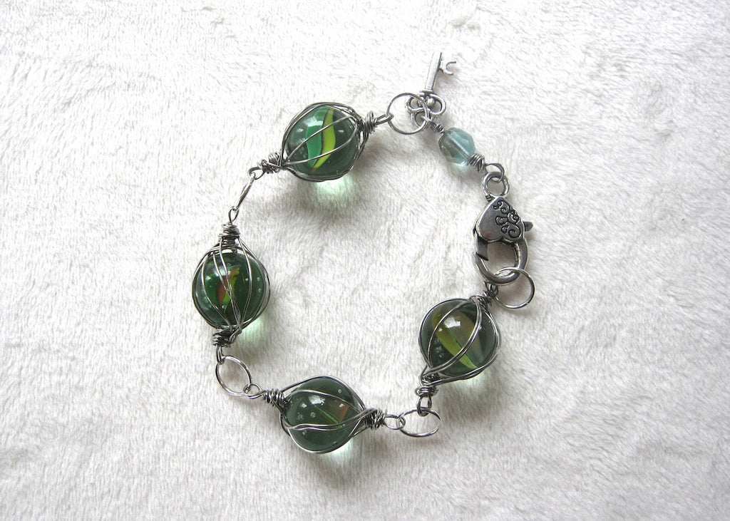 Vintage Swirl Marbles Bracelet-SugarJewlz Handmade Jewelry