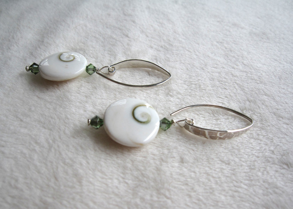 Shell and Swarovski Earrings-SugarJewlz Handmade Jewelry