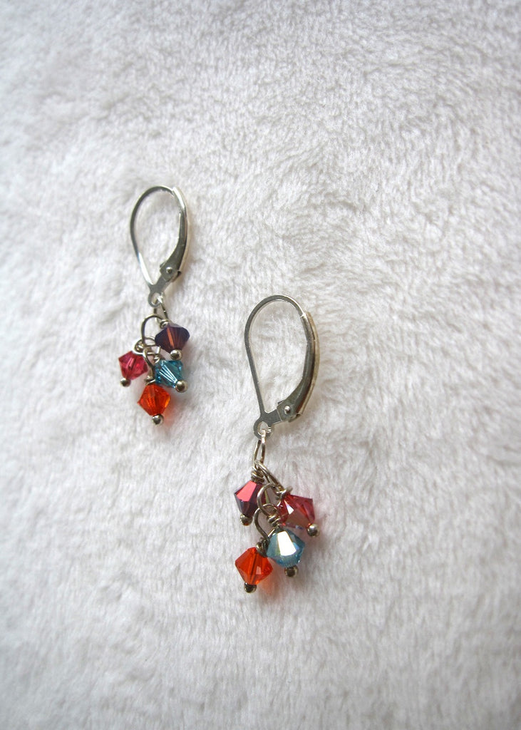 Short Swarovski Tassel Earrings-SugarJewlz Handmade Jewelry