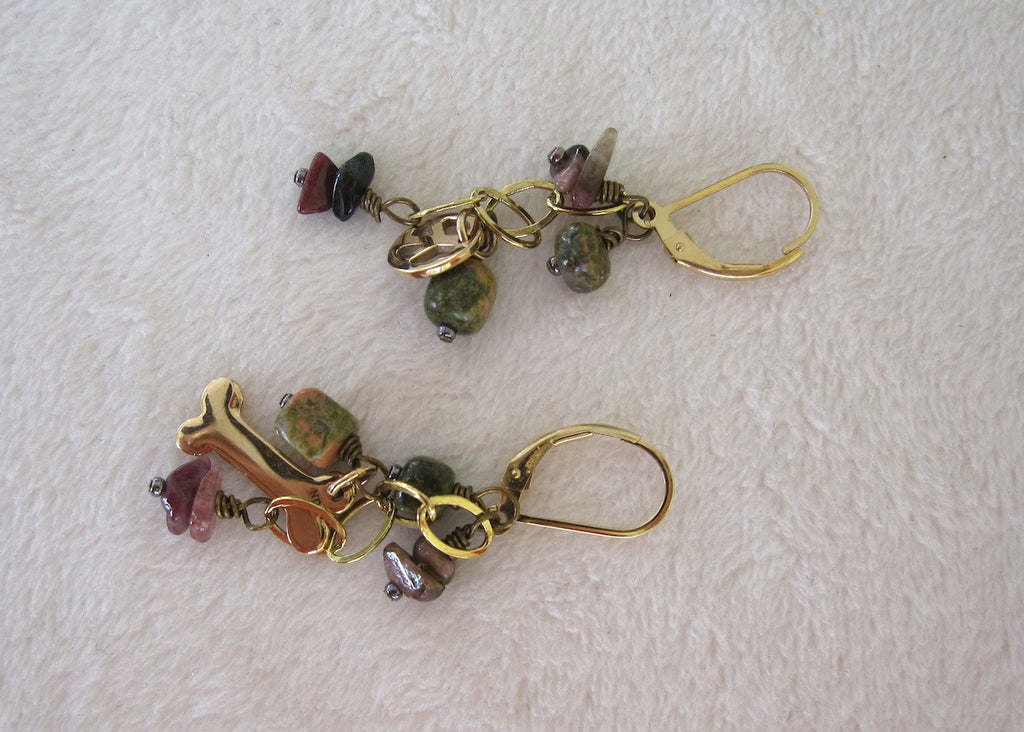 Charms and Gemstone Chips Earrings-SugarJewlz Handmade Jewelry