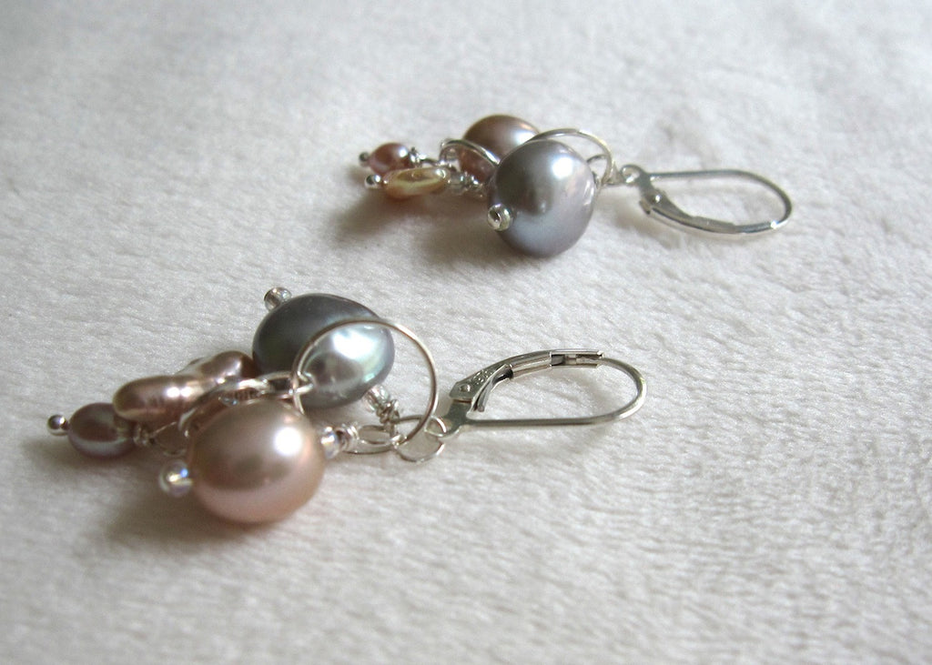 Freshwater Pearls With Sterling Silver Earrings-SugarJewlz Handmade Jewelry
