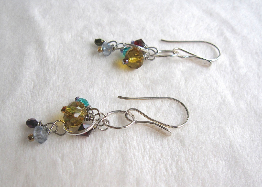 Multi-colored Glass and Sterling Silver Earrings-SugarJewlz Handmade Jewelry