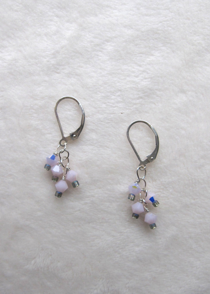Short Pink Swarovski Crystal Earrings-SugarJewlz Handmade Jewelry