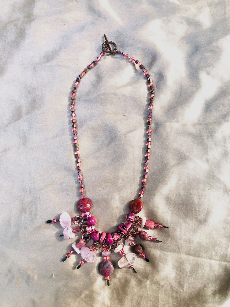 Multiple Gems Fan Necklace-SugarJewlz Handmade Jewelry