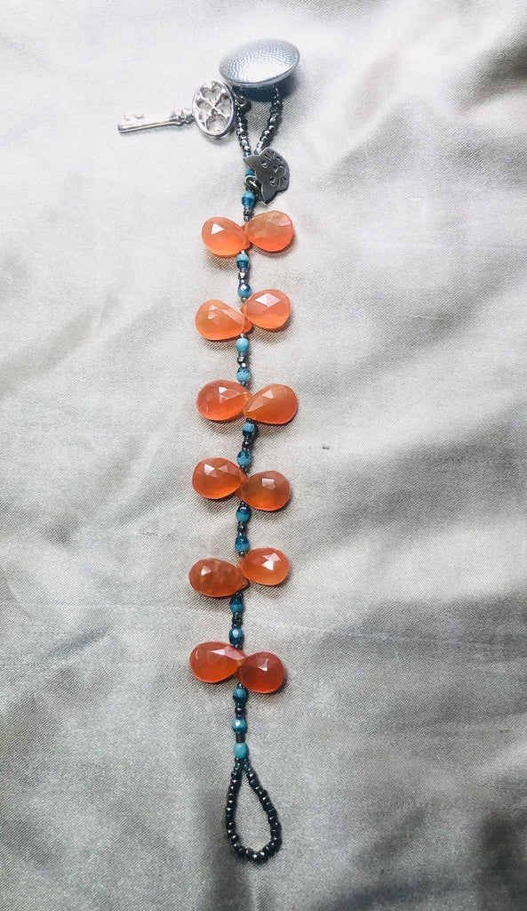 Carnelian with Glass and Charms Bracelet-SugarJewlz Handmade Jewelry