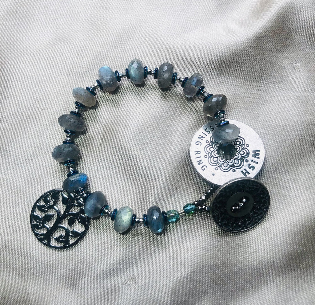 Labradorite with Blessing Ring and Tree of Life Bracelet-SugarJewlz Handmade Jewelry