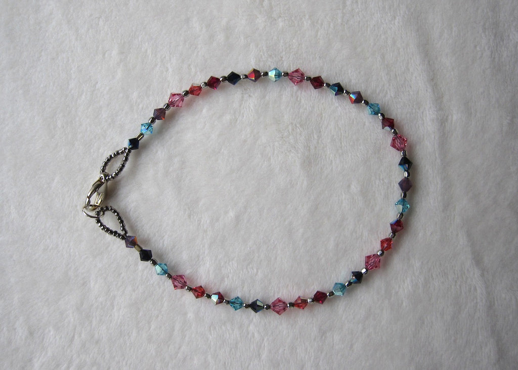 Multi-colored Swarovski Crystal Ankle Bracelet-SugarJewlz Handmade Jewelry