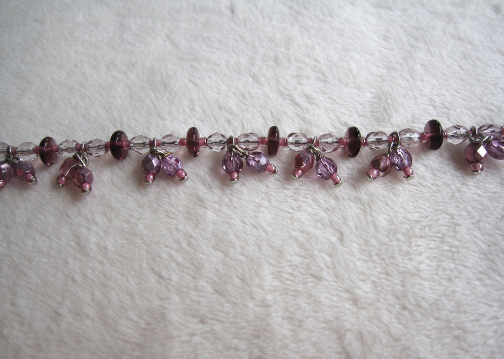 Pink Glass Dangles Ankle Bracelet-SugarJewlz Handmade Jewelry