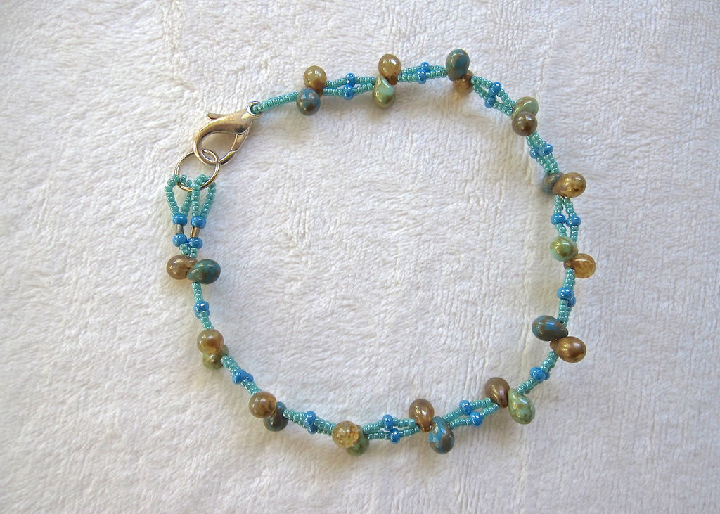 Woven Turquoise Ankle Bracelet-SugarJewlz Handmade Jewelry