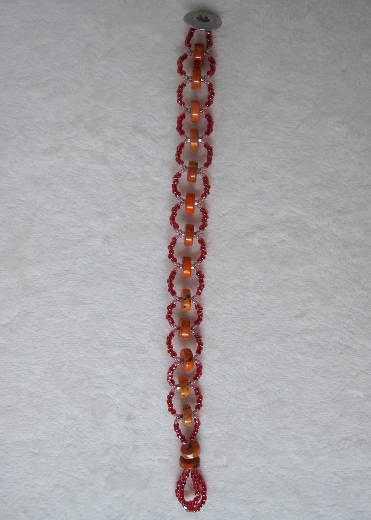 Orange Turquoise Woven Bracelet-SugarJewlz Handmade Jewelry