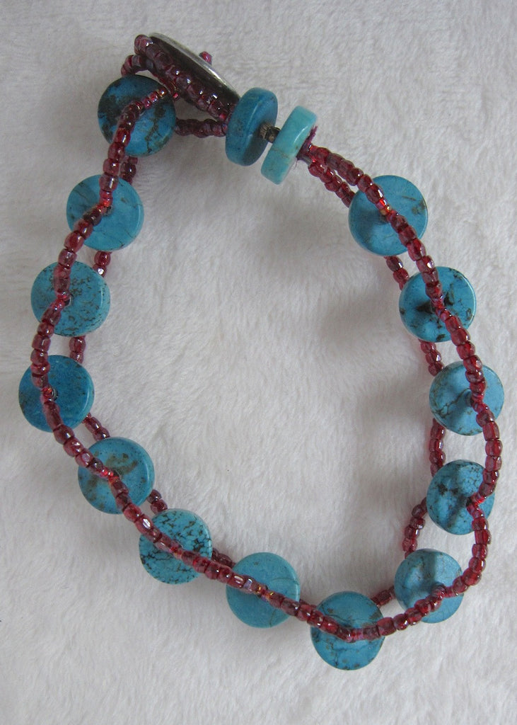 Blue Turquoise Woven Bracelet-SugarJewlz Handmade Jewelry