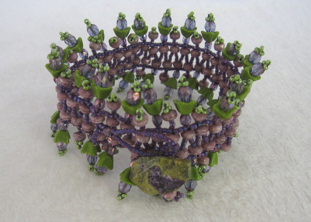 Hand Stitched Flower Cap Bracelet-SugarJewlz Handmade Jewelry
