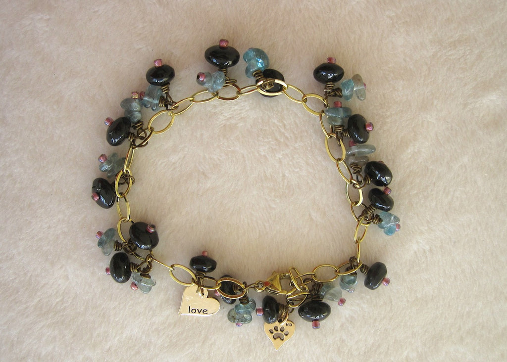 Gemstone and Charms Dangle Bracelet-SugarJewlz Handmade Jewelry