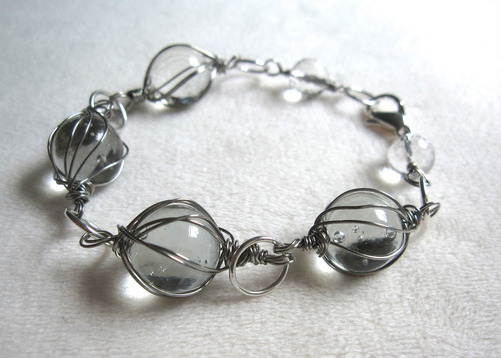 Clear Wrapped Marbles Bracelet-SugarJewlz Handmade Jewelry