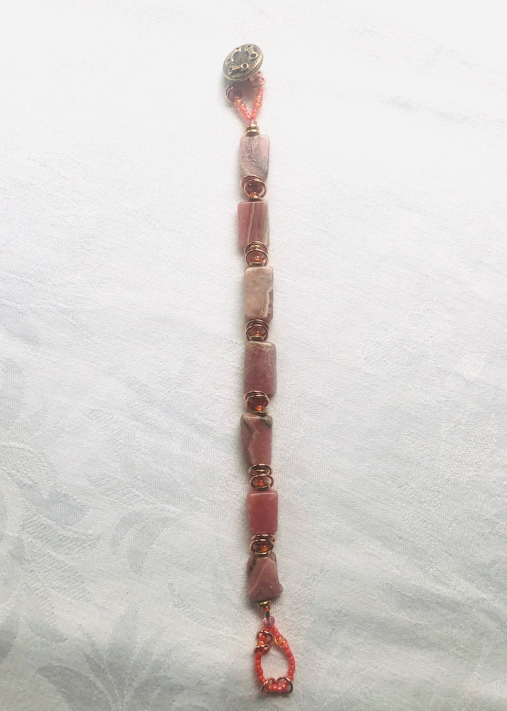 Rhodonite and Copper Rings Bracelet-SugarJewlz Handmade Jewelry
