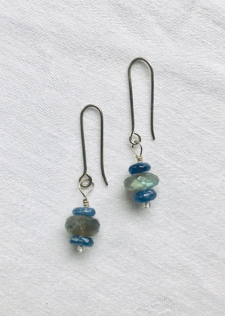 Labradorite and Kyanite Earrings-SugarJewlz Handmade Jewelry