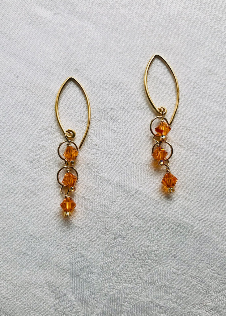 Orange Swarovski Crystal Earrings-SugarJewlz Handmade Jewelry