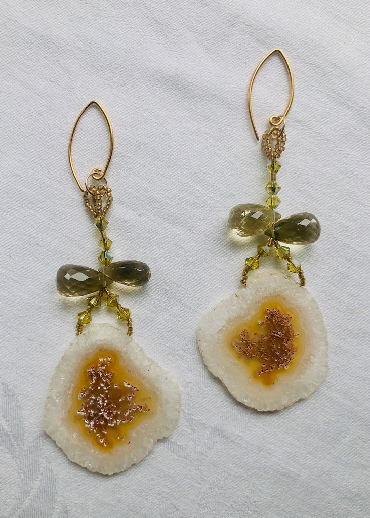 Angel Agate with Cubic Zirconia Earrings-SugarJewlz Handmade Jewelry