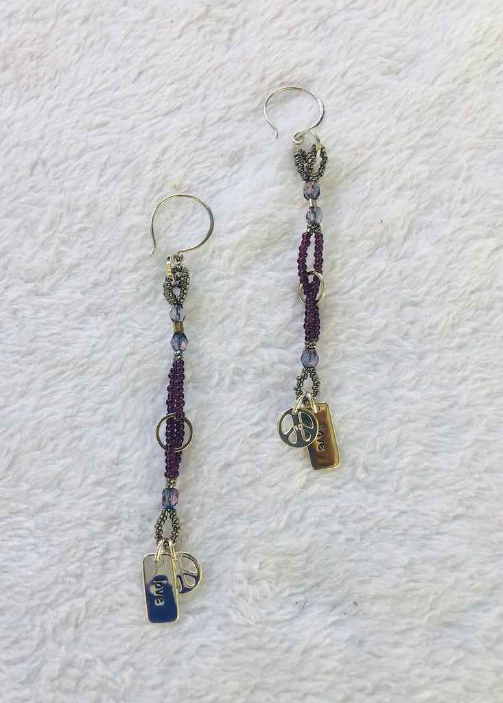 Peace and Love Charm Earrings-SugarJewlz Handmade Jewelry