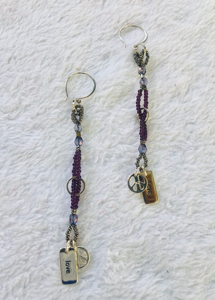 Peace and Love Charm Earrings-SugarJewlz Handmade Jewelry