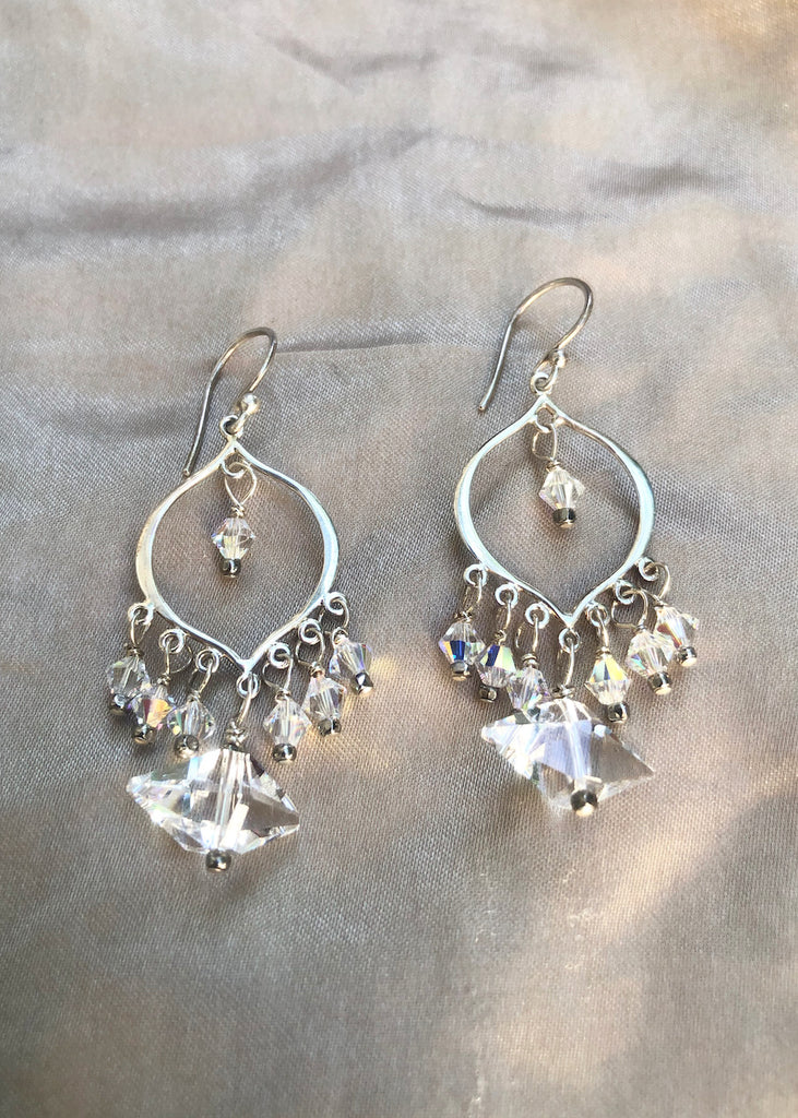 Sterling Silver Chandelier with Swarovski Crystals Earrings-SugarJewlz Handmade Jewelry