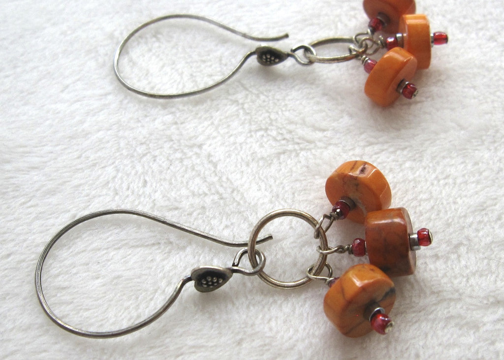 Orange Turqiouse Earrings-SugarJewlz Handmade Jewelry