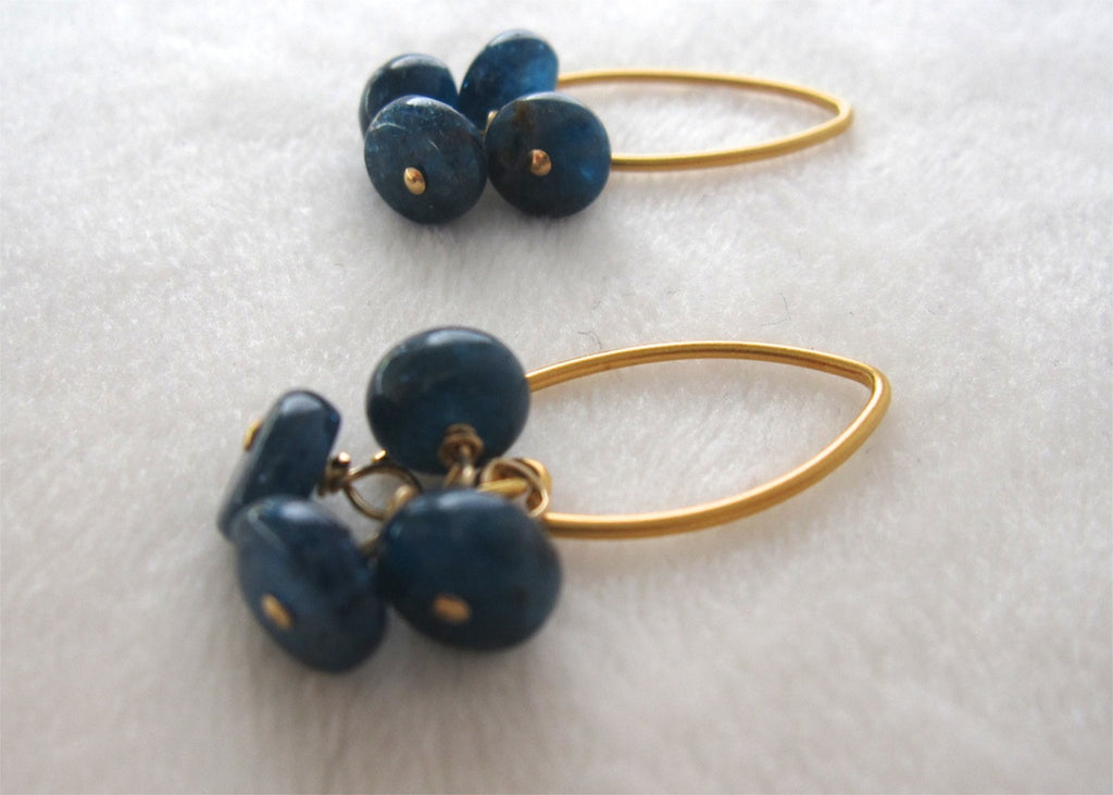 Blue Agate Tassle Earrings-SugarJewlz Handmade Jewelry