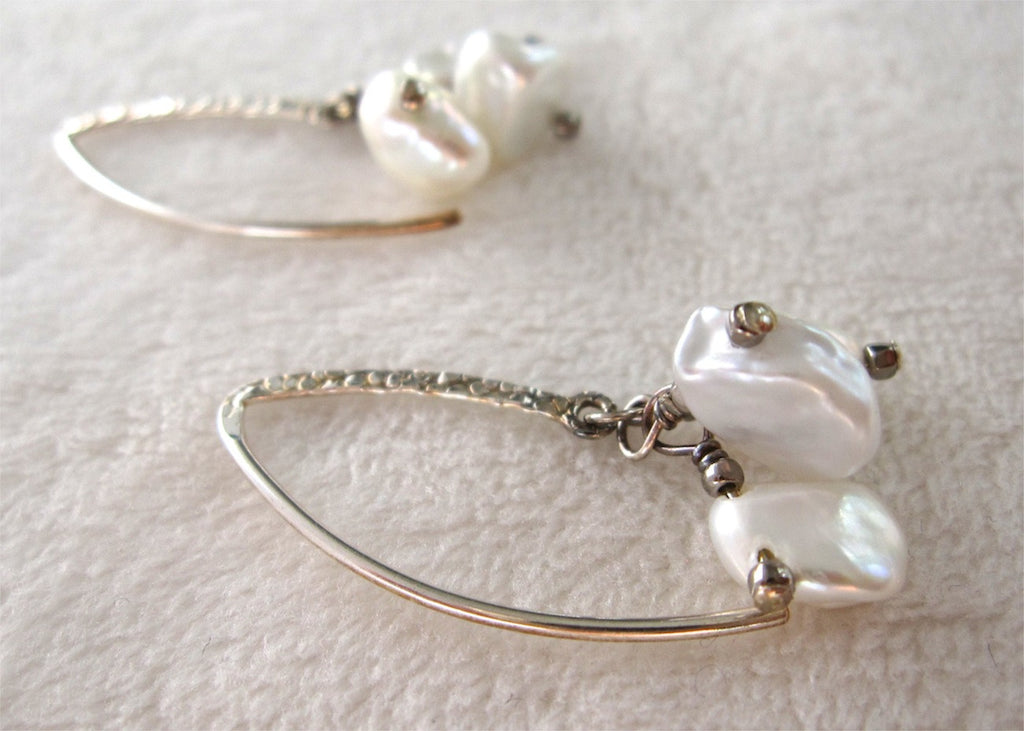 White Freshwater Pearl Earrings-SugarJewlz Handmade Jewelry