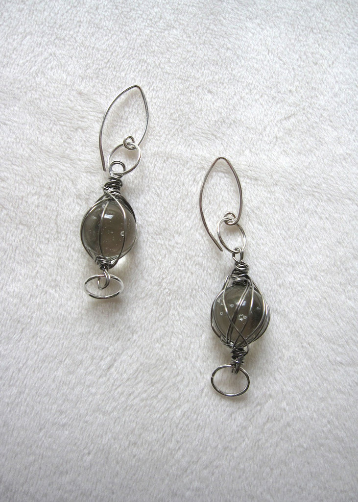 Clear Marble Earrings-SugarJewlz Handmade Jewelry