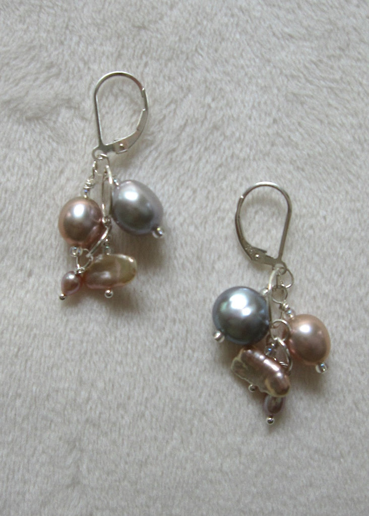 Freshwater Pearls With Sterling Silver Earrings-SugarJewlz Handmade Jewelry