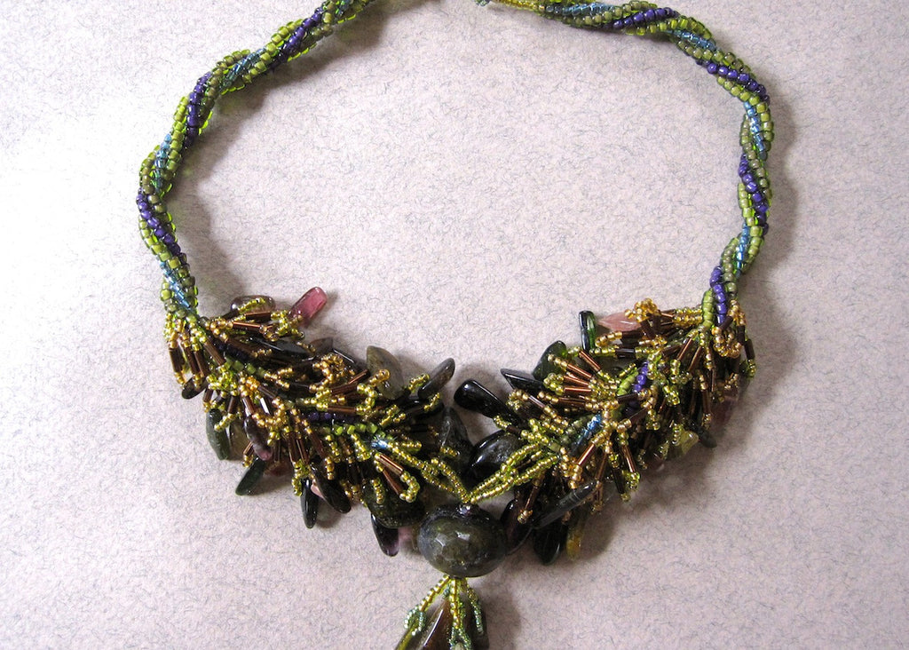 Tormaline Fringe Necklace-SugarJewlz Handmade Jewelry