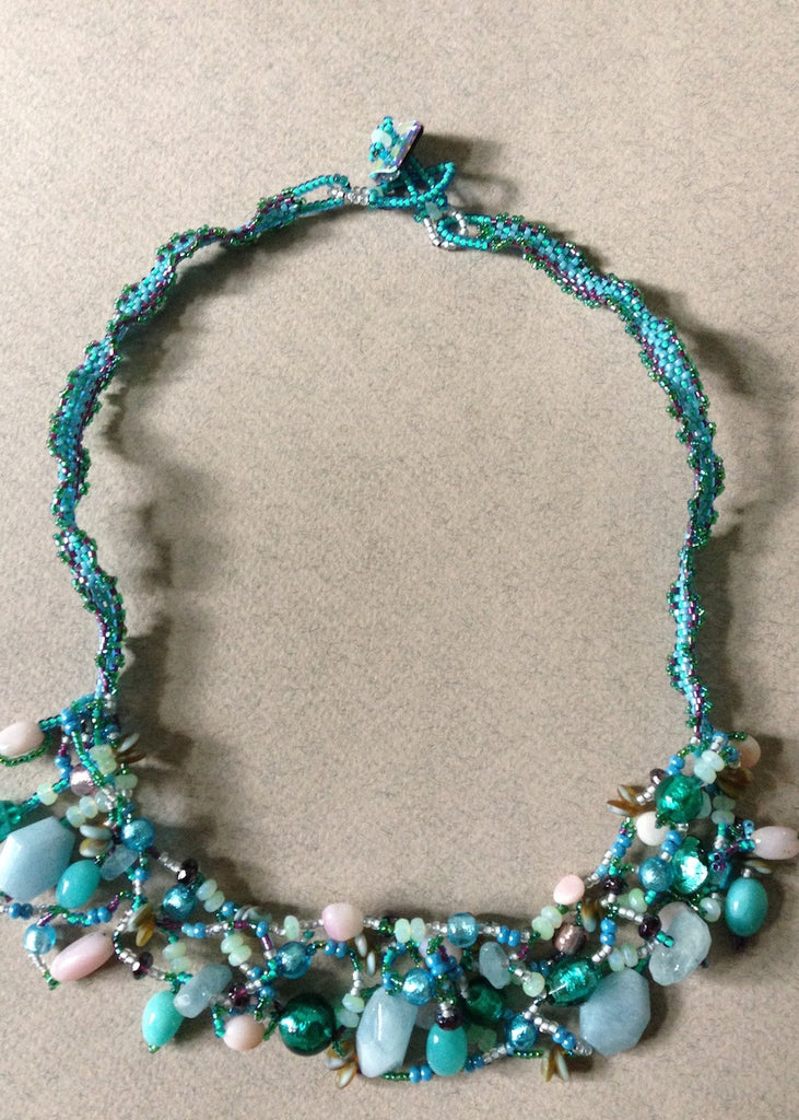 Hand Stitched Freeform Necklace-SugarJewlz Handmade Jewelry