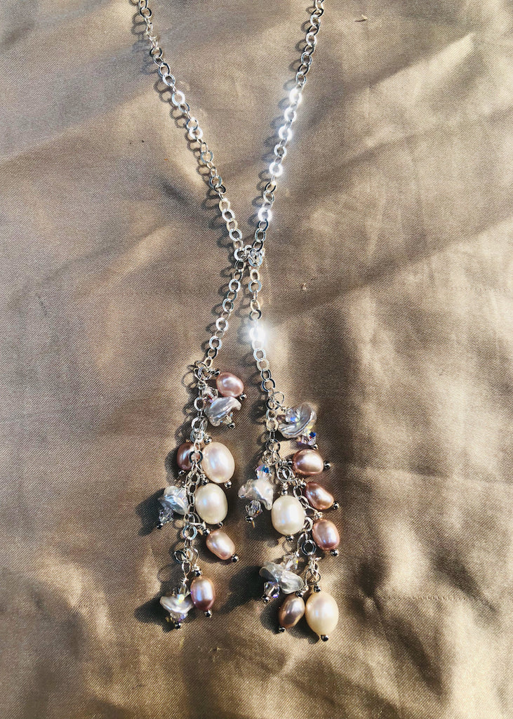 Sterling Silver with Freshwater Pearls Lariat-SugarJewlz Handmade Jewelry