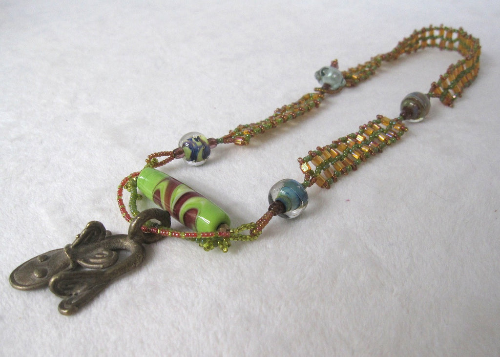 Hand Stitched Fish Pendant Necklace-SugarJewlz Handmade Jewelry