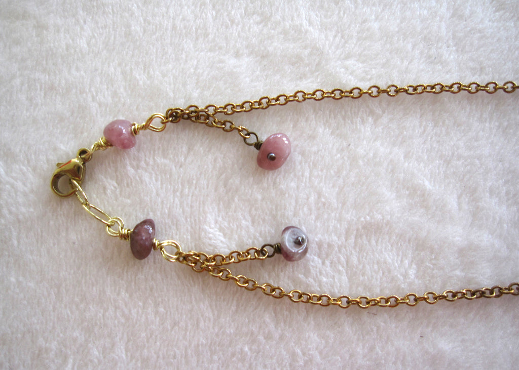 Brass Branch with Tourmaline and Charms Necklace-SugarJewlz Handmade Jewelry