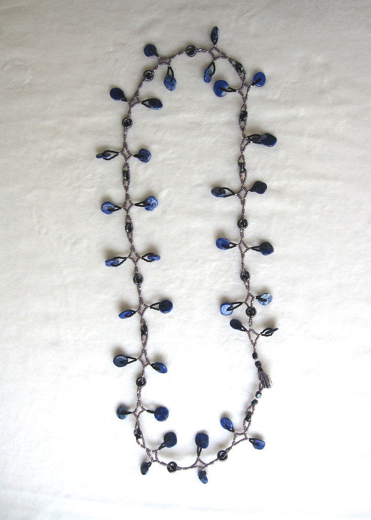 Blue Lapis Dangle Necklace-SugarJewlz Handmade Jewelry