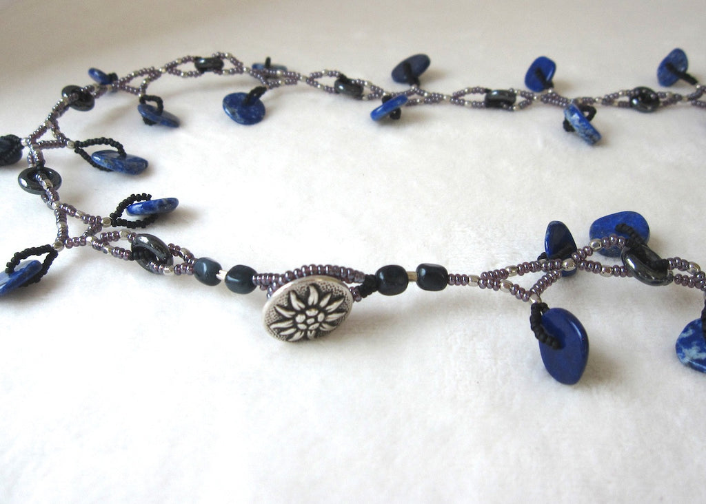 Blue Lapis Dangle Necklace-SugarJewlz Handmade Jewelry