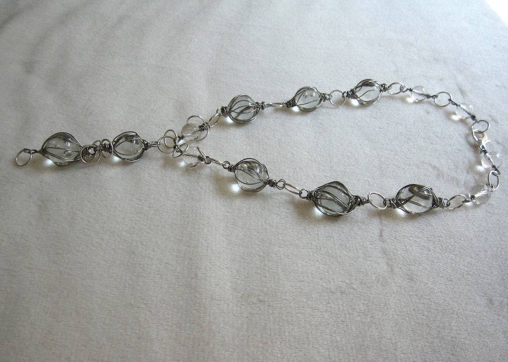 Clear Wrapped Vintage Marbles Necklace-SugarJewlz Handmade Jewelry