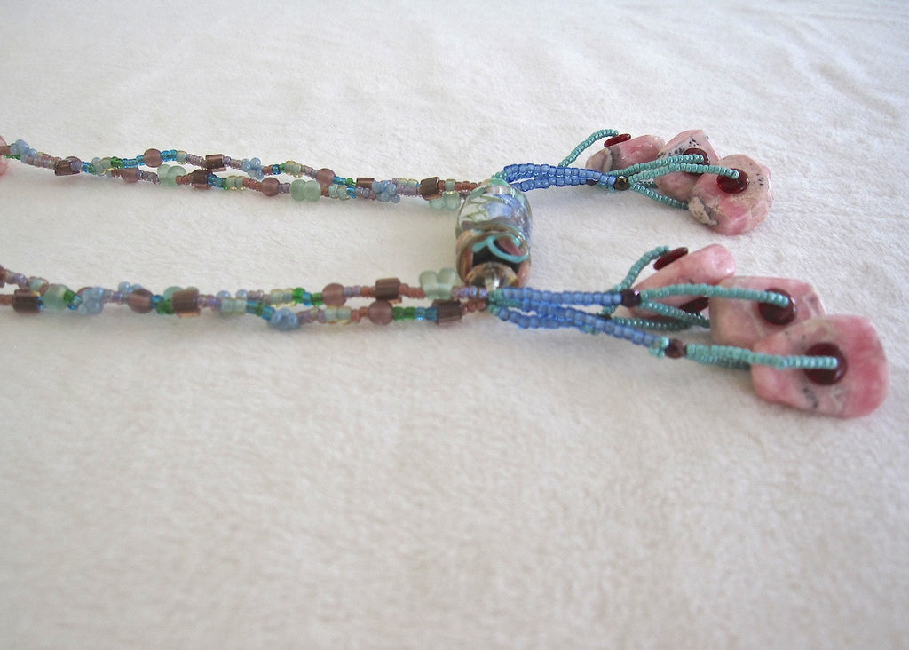 Rodocrosite Bow Tie Necklace-SugarJewlz Handmade Jewelry