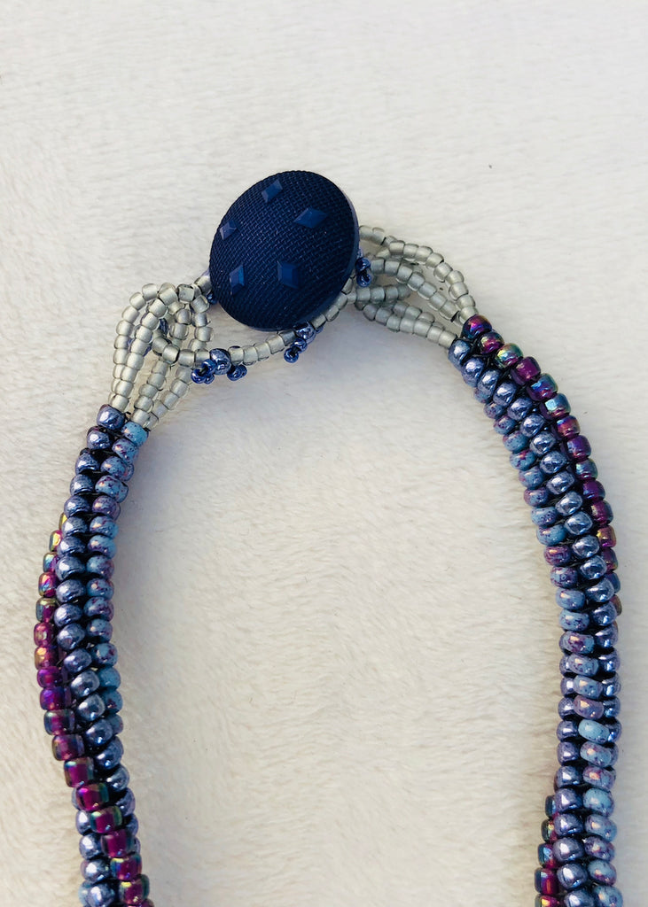 Hand Stitched Fringe and Stone Donut Necklace-SugarJewlz Handmade Jewelry